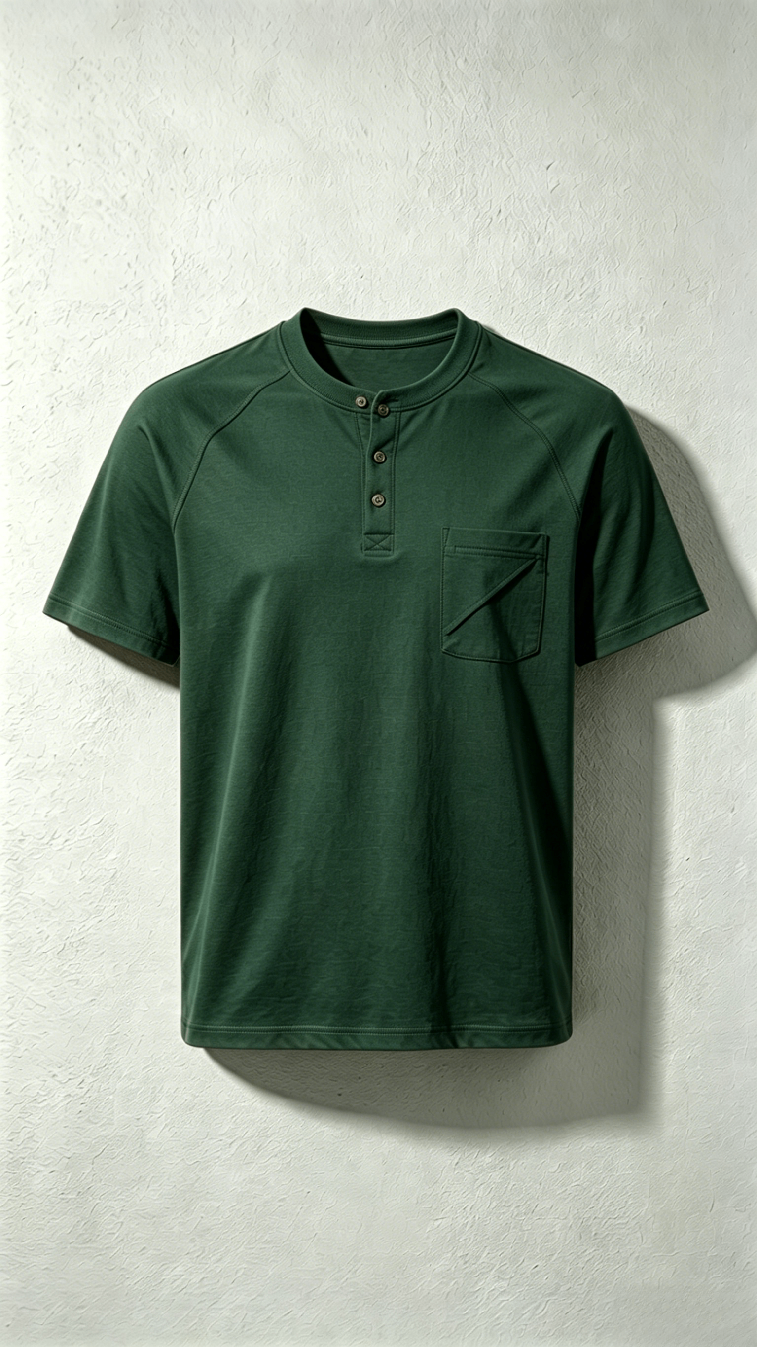 Forest Green Diagonal Pocket Henley T-Shirt