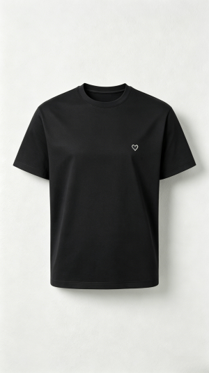 Black Heart Embroidered T-Shirt
