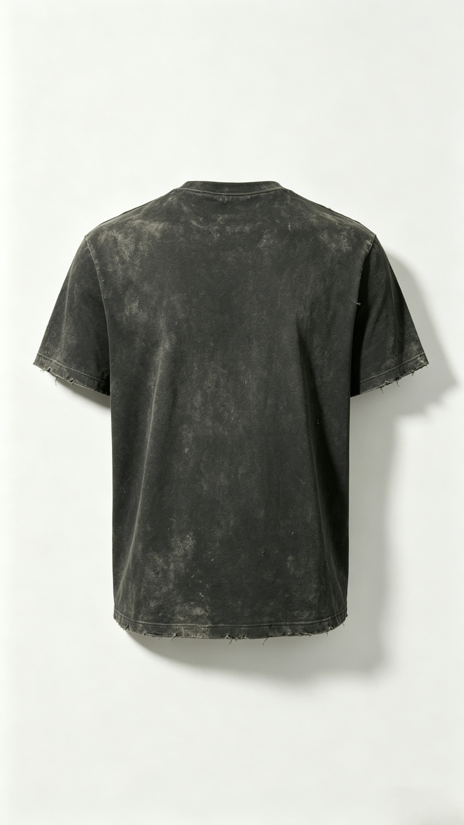 Distressed Washed Black Crew Neck T-Shirt - Image 2