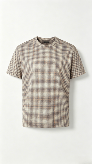 Plaid Pattern Crew Neck T-Shirt