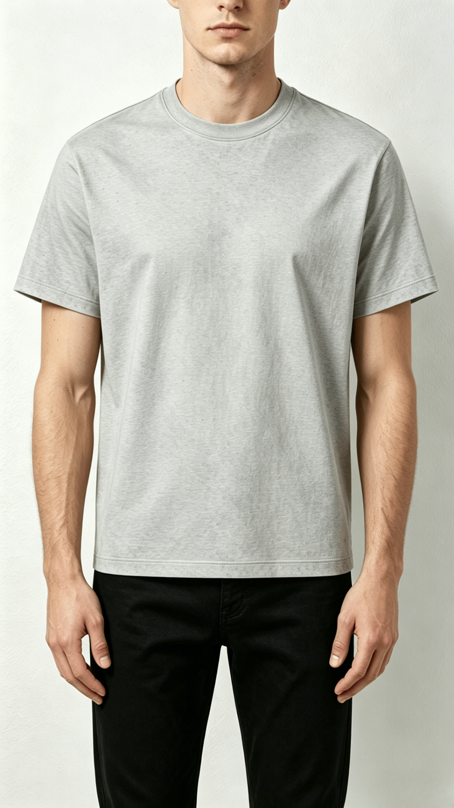 Heather Grey Classic Crew Neck T-Shirt - Image 3