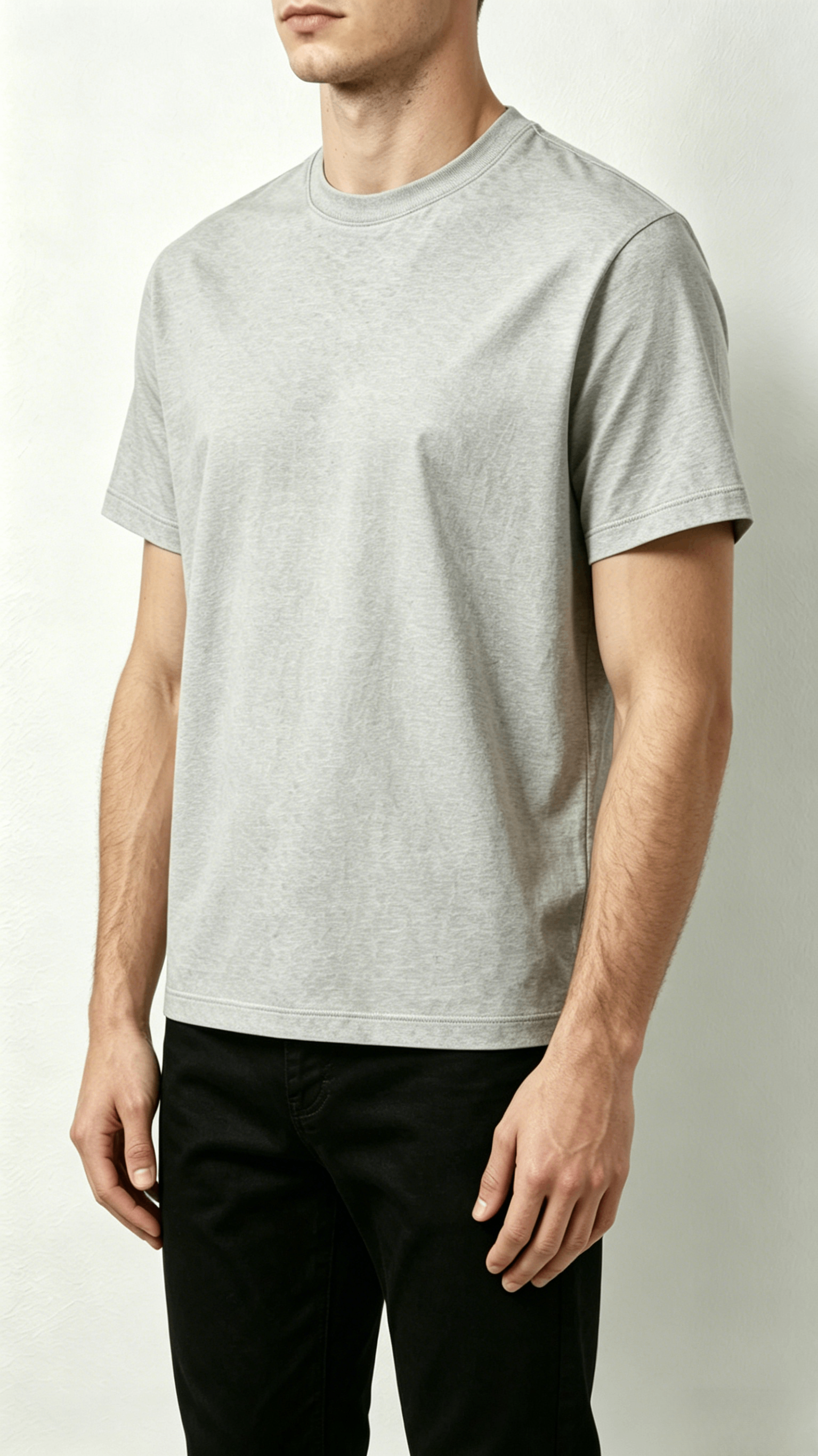 Heather Grey Classic Crew Neck T-Shirt - Image 4