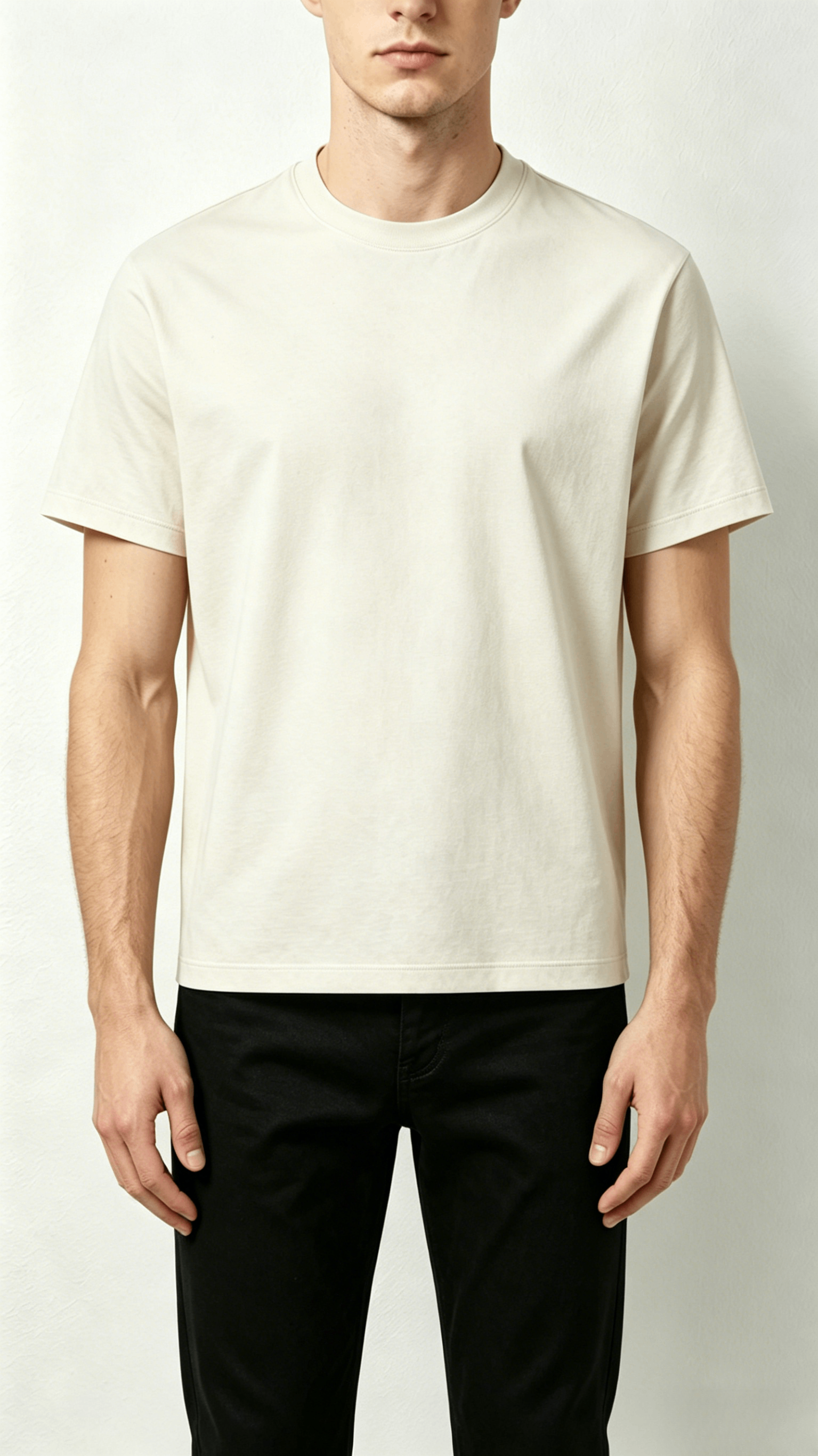 Cream Classic Crew Neck T-Shirt - Image 3
