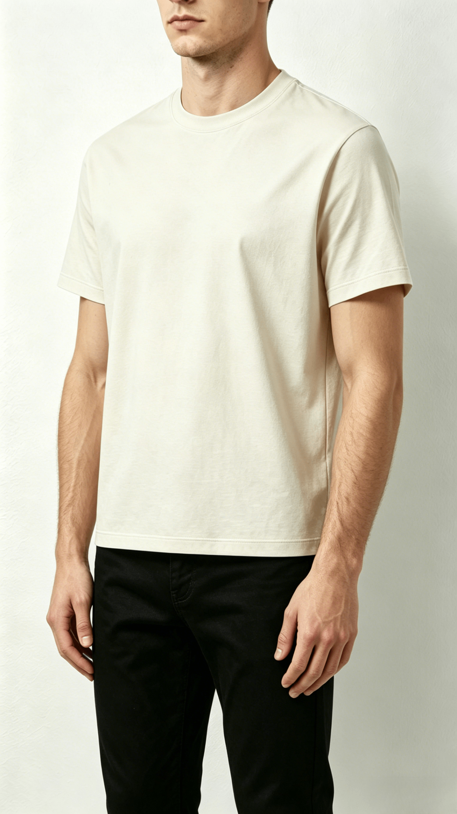 Cream Classic Crew Neck T-Shirt - Image 4