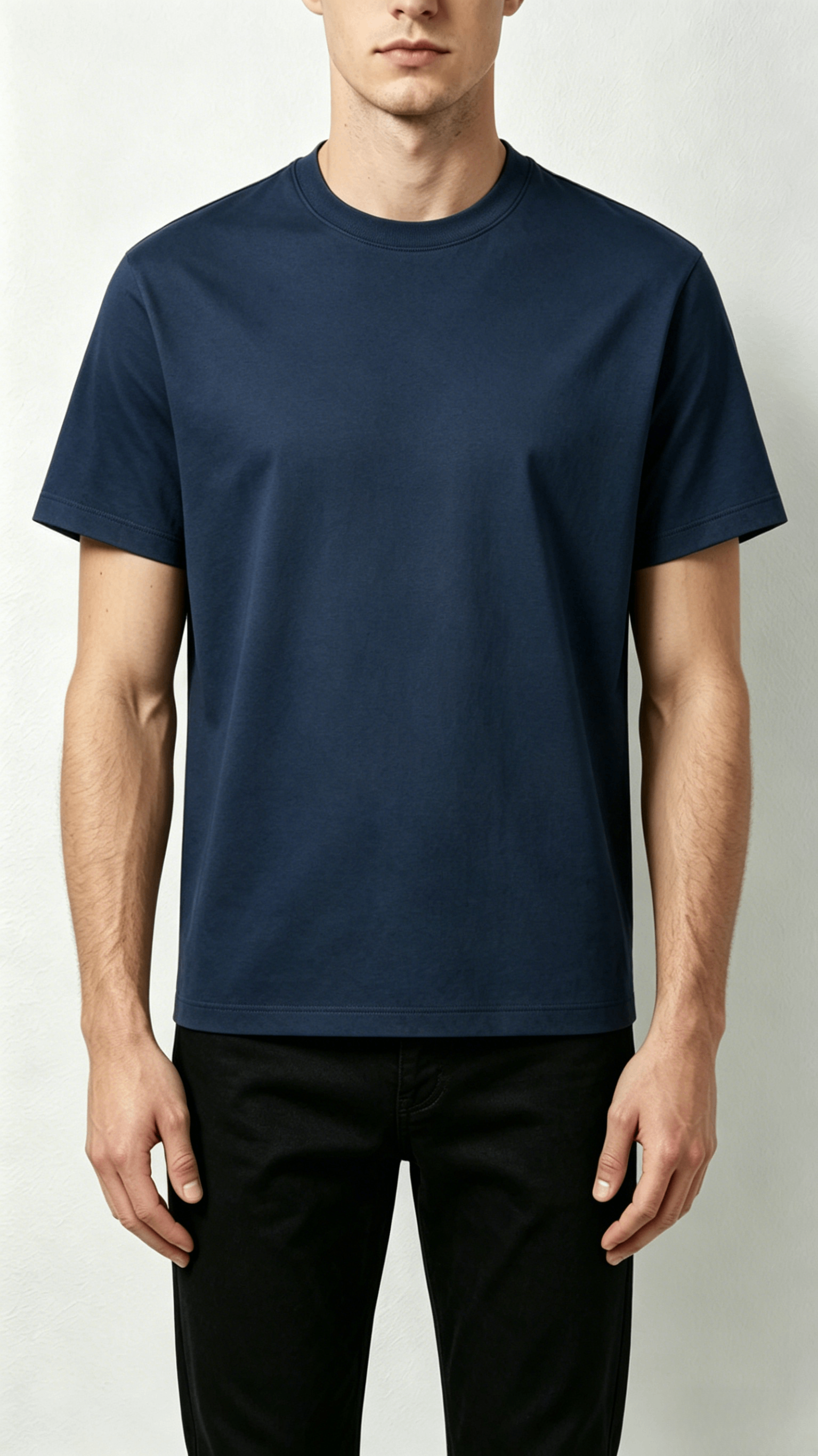 Navy Blue Classic Crew Neck T-Shirt - Image 3