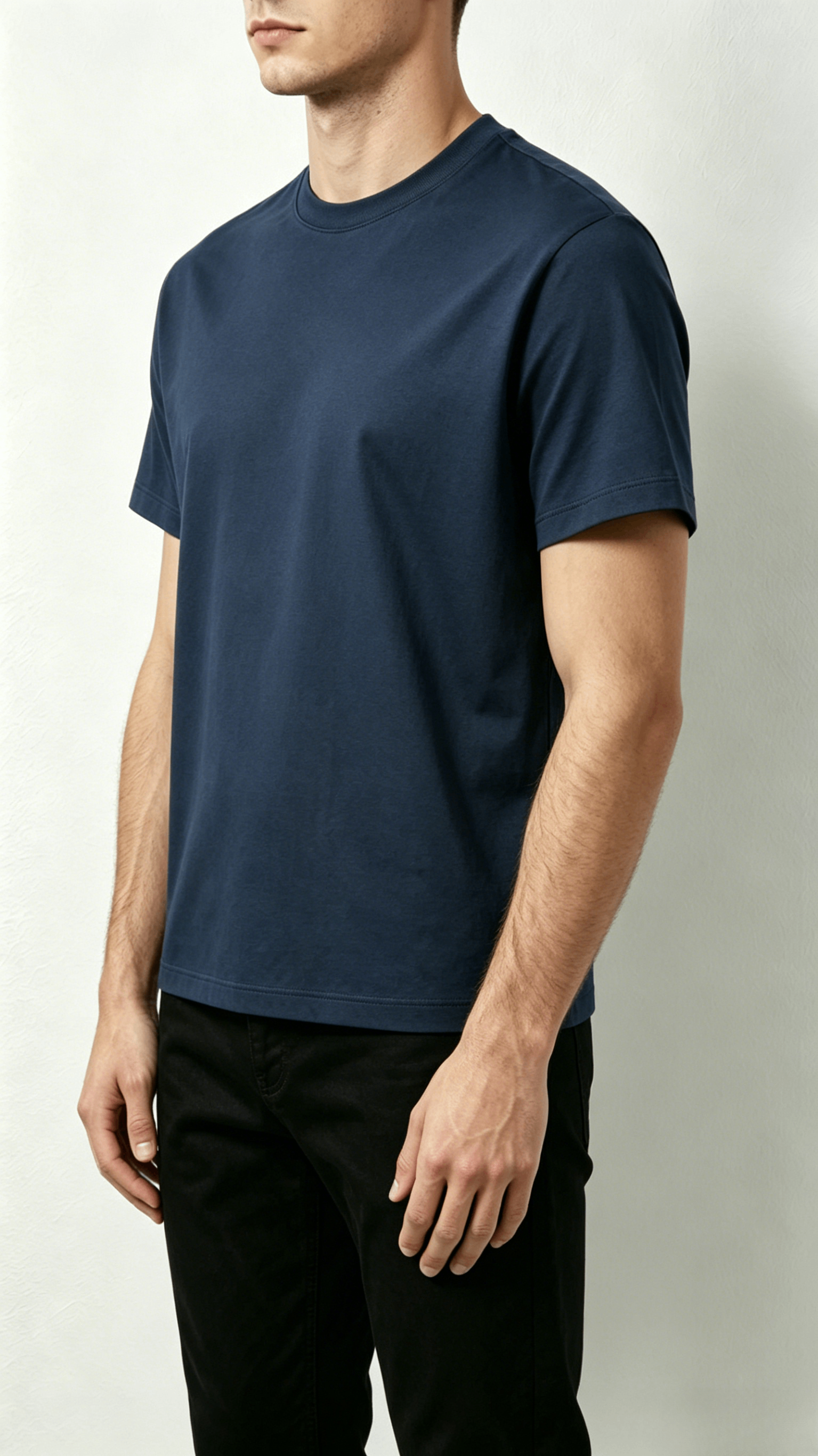 Navy Blue Classic Crew Neck T-Shirt - Image 4