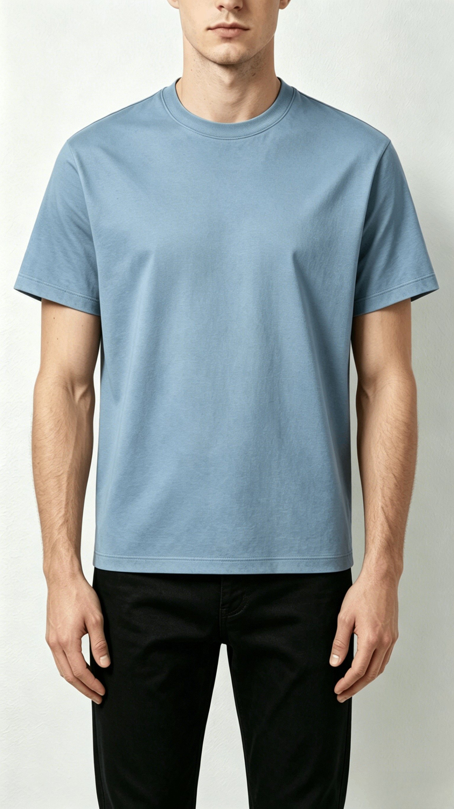 Light Blue Classic Crew Neck T-Shirt - Image 3
