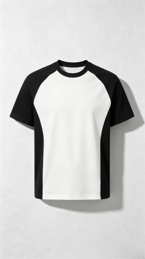 Black and White Color-Block Raglan T-Shirt