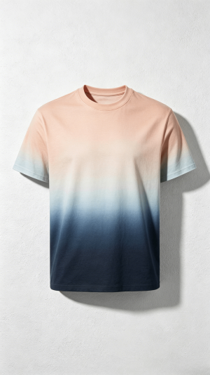 Peach to Blue Gradient Crew Neck T-Shirt