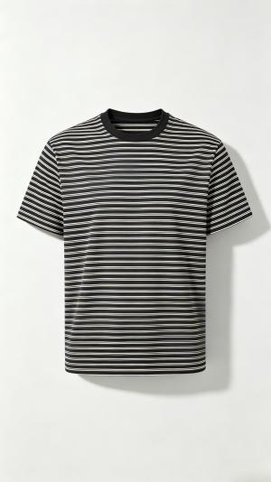 Black and White Stripe Crew Neck T-Shirt