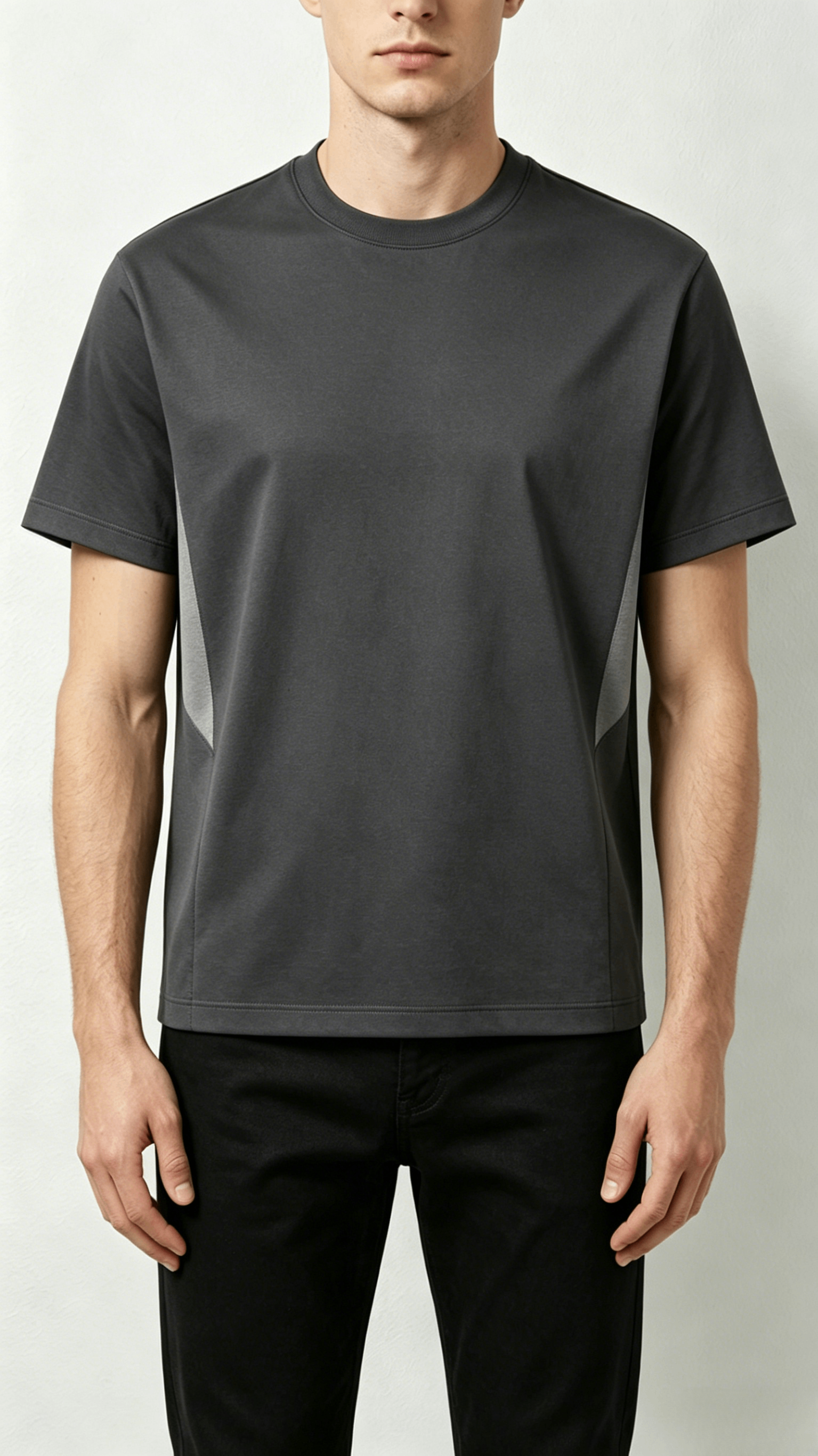 Dark Gray Color Block T-Shirt - Image 3
