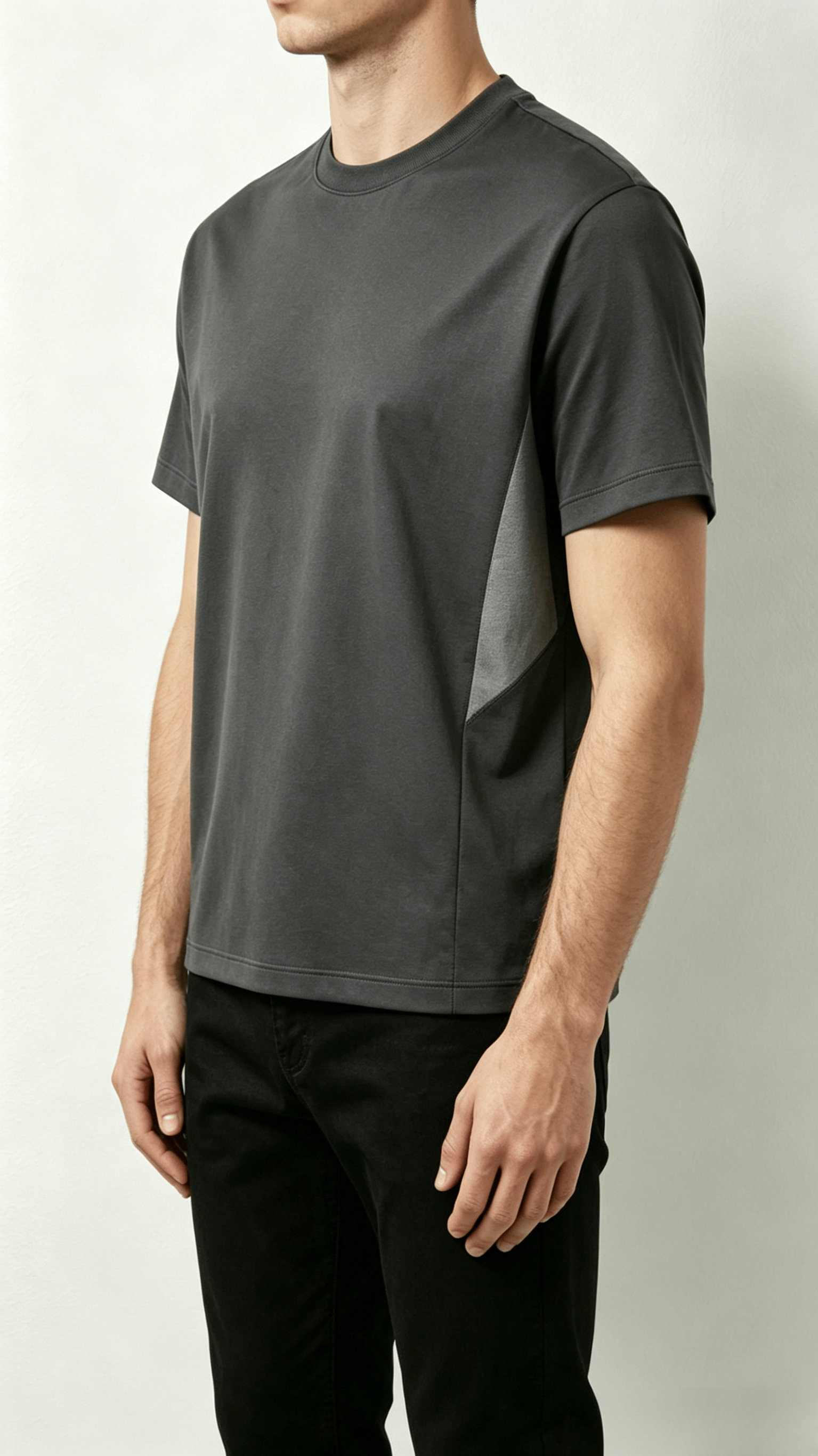 Dark Gray Color Block T-Shirt - Image 4